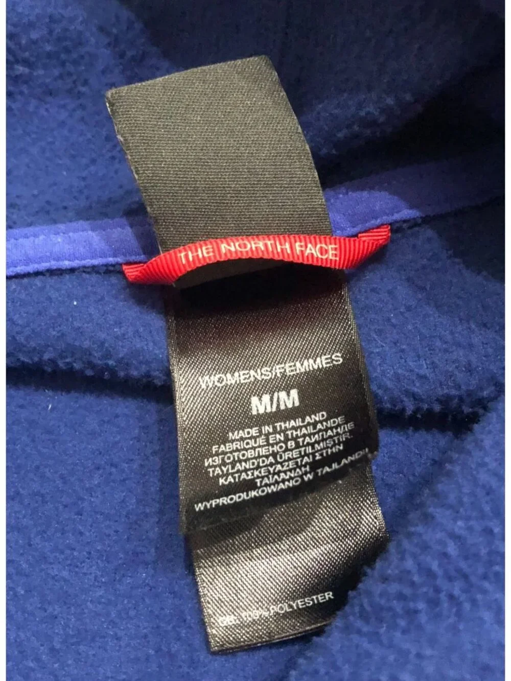 The North Face Womens Medium Blue Full Zip Fleece Hooded Jacked White Falcon